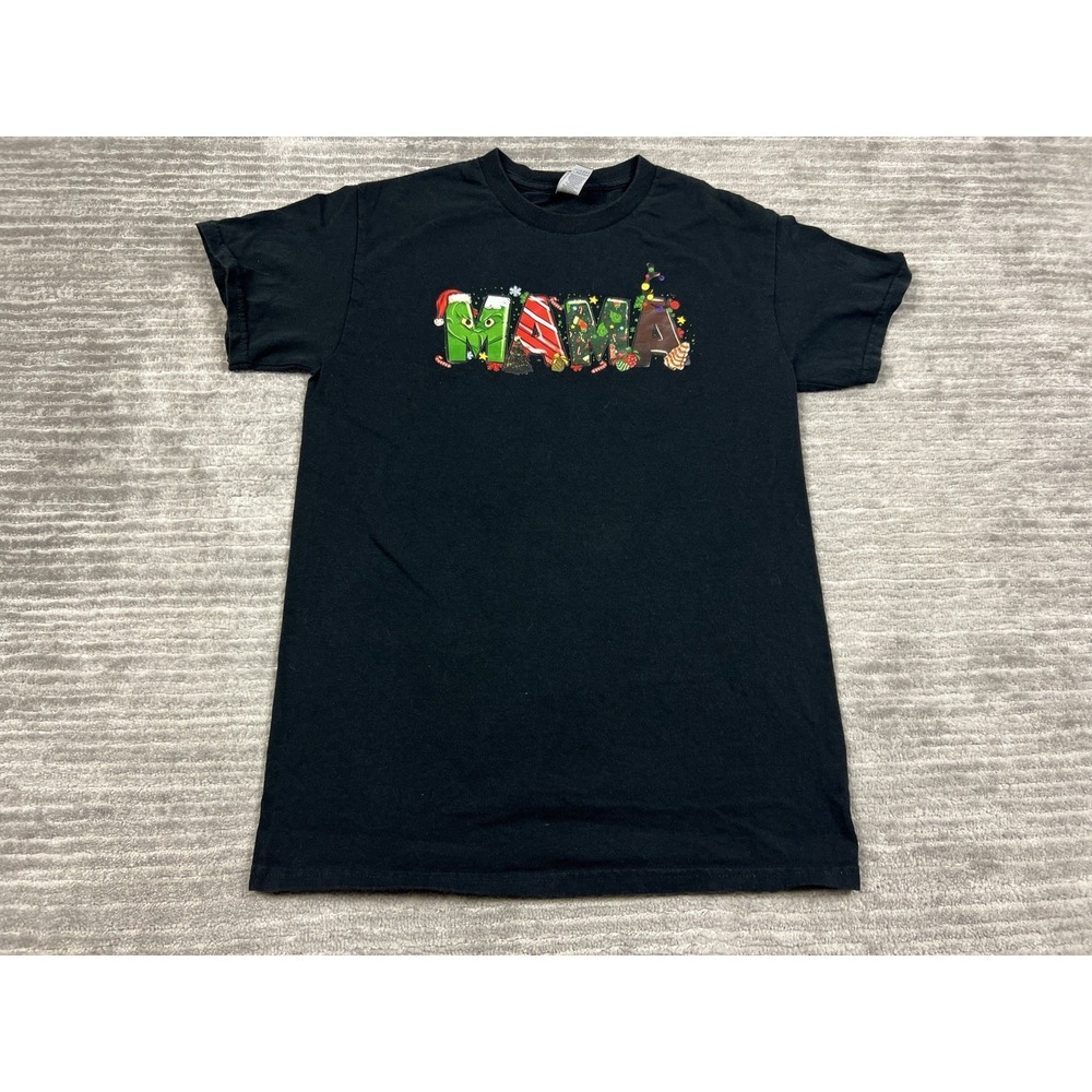 MAMA Grinch‎ Graphic Shirt Small Black Xmas Short Sleeve Cotton Gildan